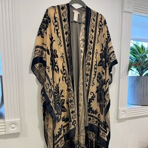 Free People Nightbird Burnout Duster - Blue and Cream Floral Kimono